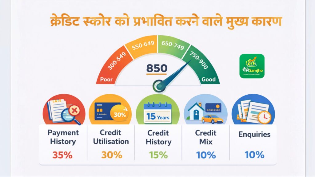 क्रेडिट स्कोर को प्रभावित करने वाले मुख्य कारण