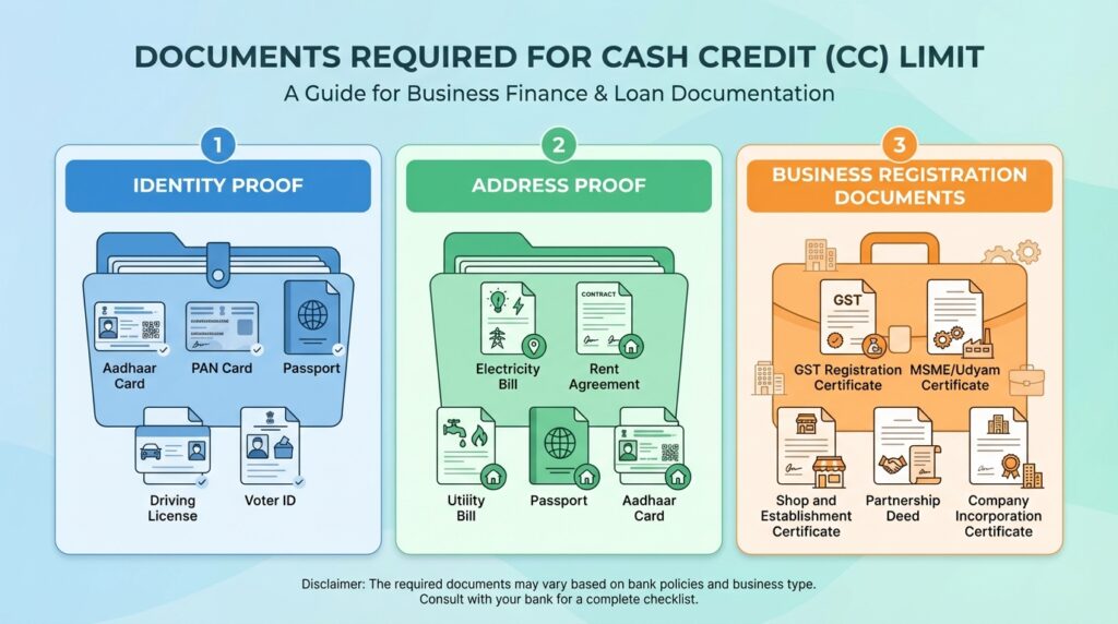 CC Limit के लिए कौन से दस्तावेज चाहिए?