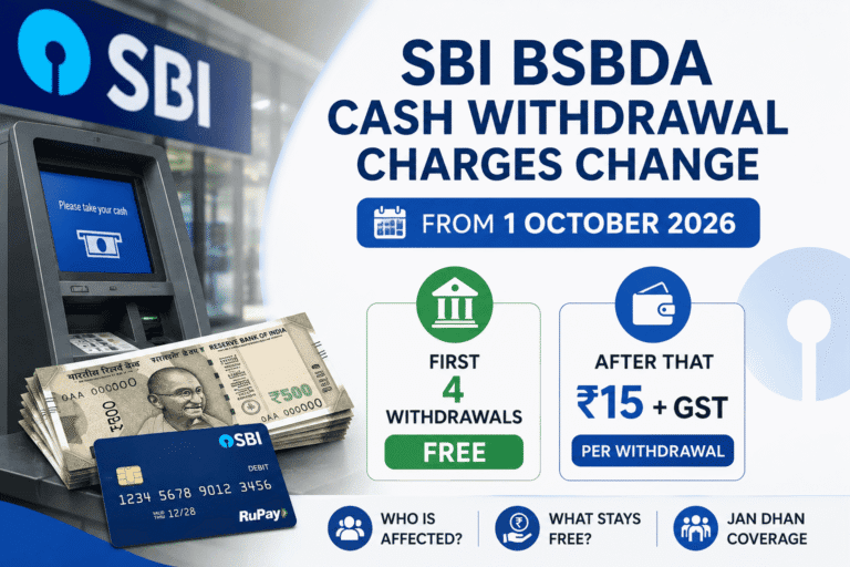 SBI BSBDA Cash Withdrawal Charges 2026